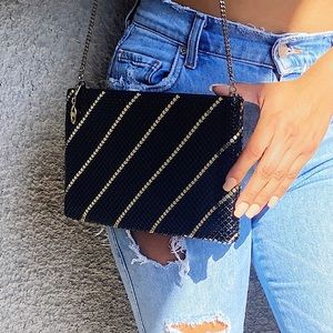 Black and Gold Chainmail Over the Shoulder Purse